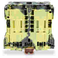 WAGO POWER CAGE CLAMP feedthrough terminal block; DIN 35 x 15 rail mount; 2-conductor; 350 kcMil; 32 mm wide; dark gray-yellow