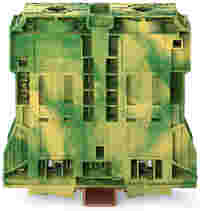 POWER CAGE CLAMP ground terminal block; DIN 35 x 15 rail mount; 2-conductor; 250 kcMil; 32 mm wide; green-yellow