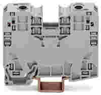WAGO POWER CAGE CLAMP feedthrough terminal block; DIN 35 x 15 rail mount; 2-conductor; 2 AWG; 16 mm wide; gray