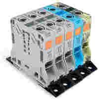POWER CAGE CLAMP feedthrough terminal block (Set); with fixing flanges; 2-conductor; 2/0 AWG stranded, 1/0 AWG solid; 100 mm wide (20 mm wide each); multicolored