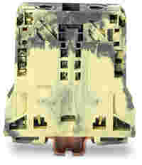 POWER CAGE CLAMP feedthrough terminal block; DIN 35 x 15 rail mount; 2-conductor; 2/0 AWG fine-stranded, 1/0 AWG solid/stranded; 20 mm wide; dark gray-yellow