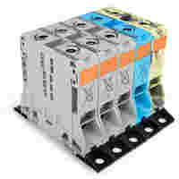 POWER CAGE CLAMP feedthrough terminal block (Three Phase Set); with fixing flanges; 2-conductor; 4/0 AWG; 125 mm wide (25 mm wide each); multicolored