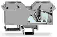 WAGO POWER CAGE CLAMP feedthrough terminal block; with integrated end plate; DIN 35 x 15 rail mount; 2-conductor; 2 AWG; 16 mm wide; light gray