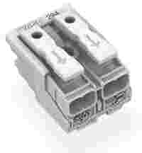 Lighting connector; push-button, external; without ground contact; 2-pole; Lighting side: for solid conductors; Inst. side: for all conductor types; max. 2.5 mm²; Surrounding air temperature: max 85°C (T85); white