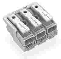Lighting connector; push-button, external; without ground contact; 3-pole; Lighting side: for solid conductors; Inst. side: for all conductor types; max. 2.5 mm²; Surrounding air temperature: max 85°C (T85); white