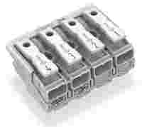 Lighting connector; push-button, external; without ground contact; 4-pole; Lighting side: for solid conductors; Inst. side: for all conductor types; max. 2.5 mm²; Surrounding air temperature: max 85°C (T85); white