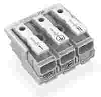 Lighting connector; push-button, external; without ground contact; 3-pole; Lighting side: for solid conductors; Inst. side: for all conductor types; max. 2.5 mm²; Surrounding air temperature: max 85°C (T85); white