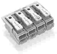 Lighting connector; push-button, external; without ground contact; 4-pole; Lighting side: for solid conductors; Inst. side: for all conductor types; max. 2.5 mm²; Surrounding air temperature: max 85°C (T85); white