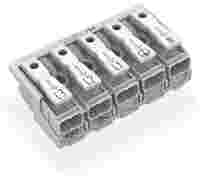 Lighting connector; push-button, external; without ground contact; L3-L2-L1-PE-N; 5-pole; Lighting side: for solid conductors; Inst. side: for all conductor types; max. 2.5 mm²; Surrounding air temperature: max 85°C (T85); white