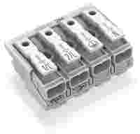Lighting connector; push-button, external; without ground contact; 1/L´-2/L-PE-N; 4-pole; Lighting side: for solid conductors; Inst. side: for all conductor types; max. 2.5 mm²; Surrounding air temperature: max 85°C (T85); white