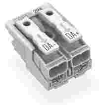 Lighting connector; push-button, external; without ground contact; 2-pole; Lighting side: for solid conductors; Inst. side: for all conductor types; max. 2.5 mm²; Surrounding air temperature: max 85°C (T85); white