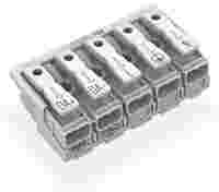 Lighting connector; push-button, external; without ground contact; DA+ DA- L PE N; 5-pole; Lighting side: for solid conductors; Inst. side: for all conductor types; max. 2.5 mm²; Surrounding air temperature: max 85°C (T85); white