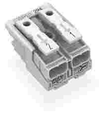 Lighting connector; push-button, external; without ground contact; 2-pole; Lighting side: for solid conductors; Inst. side: for all conductor types; max. 2.5 mm²; Surrounding air temperature: max 85°C (T85); white