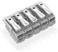 Lighting connector; push-button, external; without ground contact; 5-pole; Lighting side: for solid conductors; Inst. side: for all conductor types; max. 2.5 mm²; Surrounding air temperature: max 85°C (T85); white