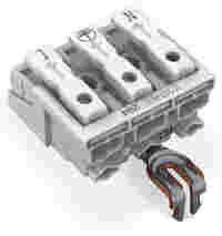 Lighting connector; push-button, external; with snap-in ground contact; 3-pole; Lighting side: for solid conductors; Inst. side: for all conductor types; max. 2.5 mm²; Surrounding air temperature: max 85°C (T85); white