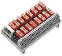 Interface module for system wiring; Pluggable connector per DIN 41651; Male connector; 20-pole; 16-channel relay output; 1 changeover contact; Double-deck PCB terminal blocks; in mounting carrier; 2,50 mm²