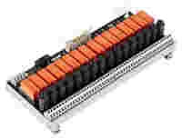 Interface module for system wiring; Pluggable connector per DIN 41651; Male connector; 20-pole; 16-channel relay output; 1 changeover contact; PCB terminal blocks; with output fuse; in mounting carrier; 2,50 mm²