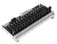 Interface module for system wiring; Pluggable connector per DIN 41651; 20-pole; 16-channel relay output; 1 changeover contact; PCB terminal blocks; in mounting carrier
