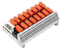 Interface module for system wiring; Pluggable connector per DIN 41651; Male connector; 20-pole; 16-channel relay output; 1 changeover contact; Double-deck PCB terminal blocks; for DC loads; in mounting carrier