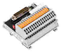 Interface module for system wiring; with solder pin; Male connector; 25-pole; 8-channel analog input or output; with disconnect terminal block; in mounting carrier