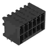THT male header, 2-row; 0.8 x 0.8 mm solder pin; angled; 100% protected against mismating; Pin spacing 3.5 mm; 12-pole; black