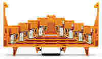 4-level same potential terminal block; with locking clips; all clamping units internally commoned; with 2.3 mm Ø test port; for 35 x 15 mounting rail; 1.5 mm²; light gray