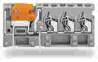 Stackable 3-conductor PCB terminal block; with knife disconnect; 2.5 mm²; Pin spacing 5 mm; 1-pole; CAGE CLAMP®; gray