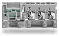 Stackable 3-conductor PCB terminal block; with fuse mounting; 2.5 mm²; Pin spacing 5 mm; 1-pole; CAGE CLAMP®; gray