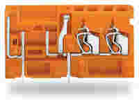 Stackable 2-conductor PCB terminal block; with fuse mounting; 2.5 mm²; Pin spacing 5.08 mm; 1-pole; CAGE CLAMP®; orange