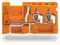 Stackable 2-conductor PCB terminal block; with commoning option; 2.5 mm²; Pin spacing 5.08 mm; 1-pole; CAGE CLAMP®; orange