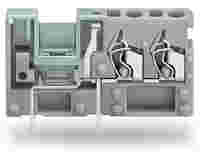 Stackable 2-conductor PCB terminal block; with commoning option; 2.5 mm²; Pin spacing 5 mm; 1-pole; CAGE CLAMP®; green-yellow