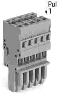 1-conductor female connector; CAGE CLAMP®; 4 mm²; Pin spacing 5 mm; 5-pole; coding finger; 4,00 mm²; gray