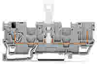 1-conductor/1-pin disconnect carrier terminal block; with 2 jumper positions; for DIN-rail 35 x 15 and 35 x 7.5; 4 mm²; CAGE CLAMP®; 4,00 mm²; gray