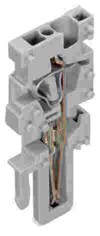 End module for 1-conductor female connector; CAGE CLAMP®; 4 mm²; Pin spacing 5 mm; 1-pole; coding finger; 4,00 mm²; gray