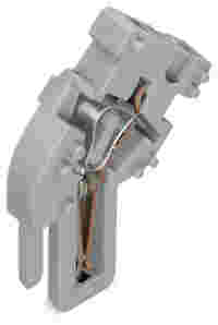 Center module for 1-conductor female connector; angled; CAGE CLAMP®; 4 mm²; Pin spacing 5 mm; 1-pole; coding finger; 4,00 mm²; gray