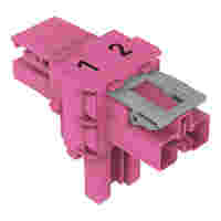 T-distribution connector; 2-pole; Cod. B; 1 input; 2 outputs; 2 locking levers; pink