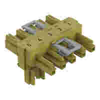 T-distribution connector; 5-pole; Cod. B; 1 input; 2 outputs; 2 locking levers; light green