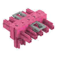 T-distribution connector; 5-pole; Cod. B; 1 input; 2 outputs; 2 locking levers; pink