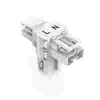 T-distribution connector; 2-pole; Cod. A; 1 input; 2 outputs; 3 locking levers; white
