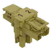T-distribution connector; 2-pole; Cod. B; 1 input; 2 outputs; 3 locking levers; for flying leads; light green