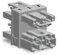 3-way distribution connector; 3-pole; Cod. B; 1 input; 3 outputs; gray