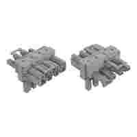 T-distribution connector; 4-pole; Cod. B; 1 input; 2 outputs; 3 locking levers; for flying leads; gray