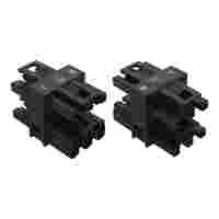 3-way distribution connector; 3-pole; Cod. A; 1 input; 3 outputs; black