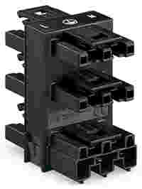 5-way distribution connector; 3-pole; Cod. A; 1 input; 5 outputs; outputs on both sides; black
