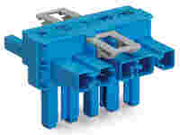 T-distribution connector; 5-pole; Cod. I; 1 input; 2 outputs; 2 locking levers; blue