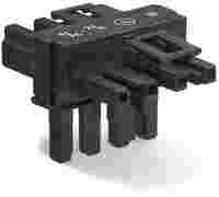 T-distribution connector; 4-pole; Cod. A; 1 input; 2 outputs; 2 locking levers; black