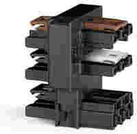 Distribution connector for switches; Single-pole and throttle two-way circuit; 3-pole; Cod. A/S; 1 input; 5 outputs; black