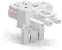 T-distribution connector; 3-pole; Cod. A; 1 input; 2 outputs; 2 locking levers; white