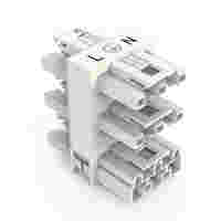 5-way distribution connector; 3-pole; Cod. A; 1 input; 5 outputs; white