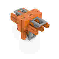 T-distribution connector; 3-pole; Cod. R; 1 input; 2 outputs; 3 locking levers; for flying leads; orange